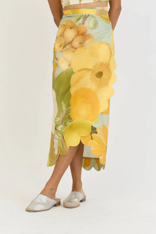 Buy Lemons and Sunflower Wrap around skirt set