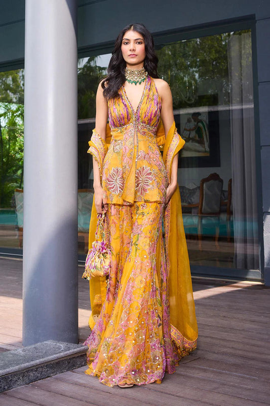 Rent - Mahima Mahajan Yellow Organza Sharara Set - Couture Encore