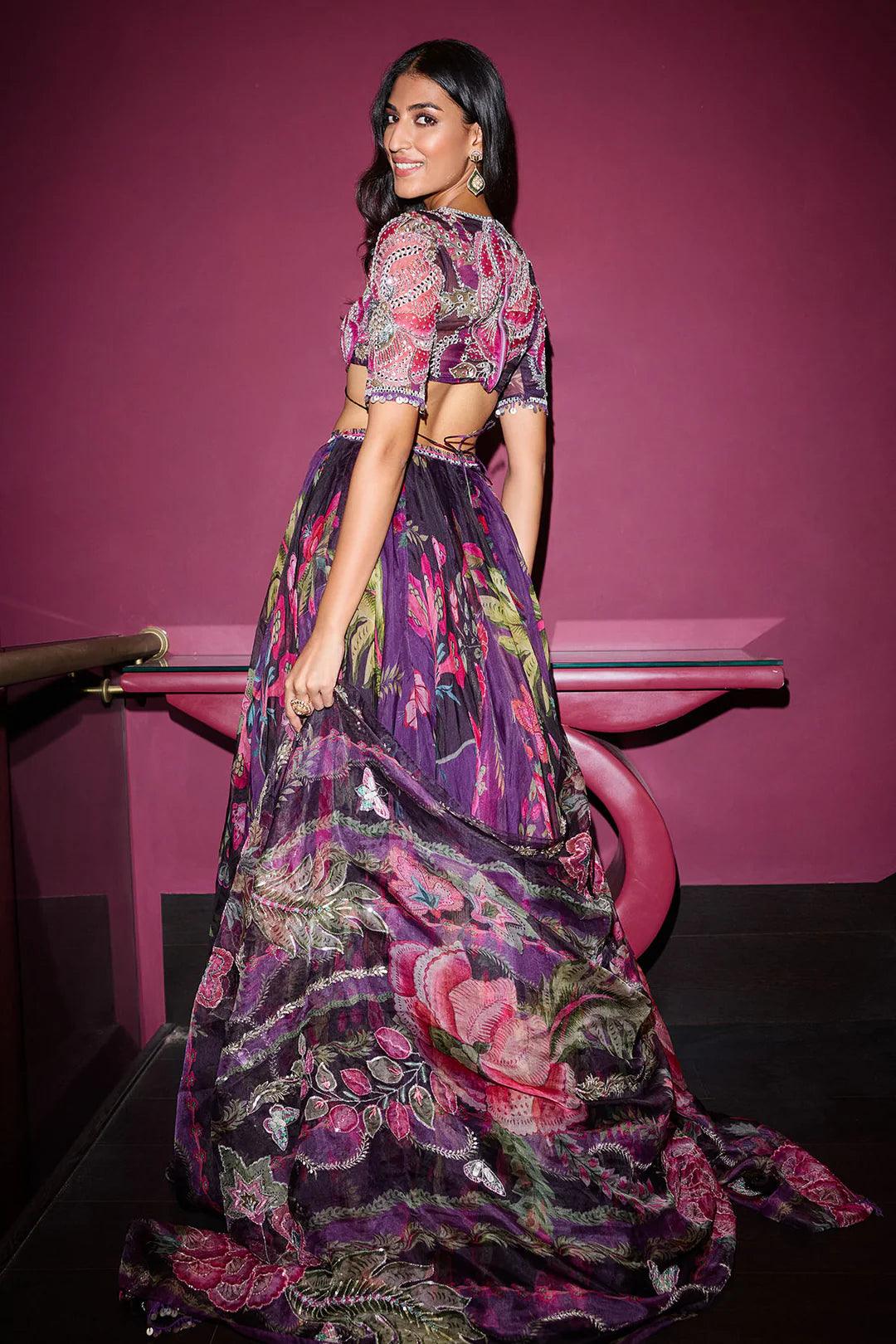 Rent - Mahima Mahajan Grapevine Organza Lehenga Set - Couture Encore