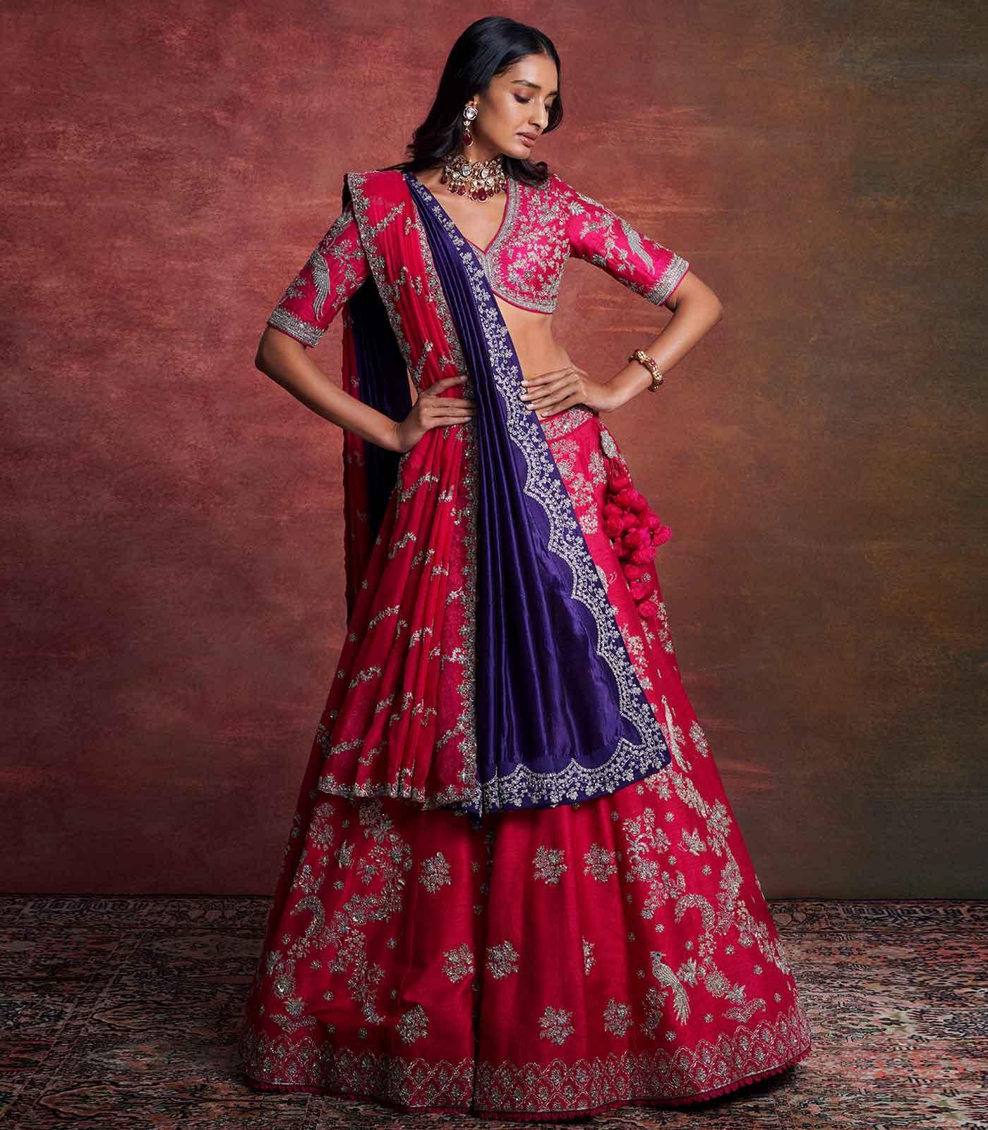 Rent Jayanti Reddy Red Embroidered Lehenga Set (Dupatta Separate) - Couture Encore