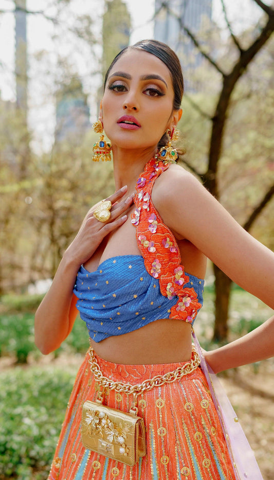 Rent Papa Dont Preach Lehenga - Lilac Printed and embellished full lehenga set - Couture Encore