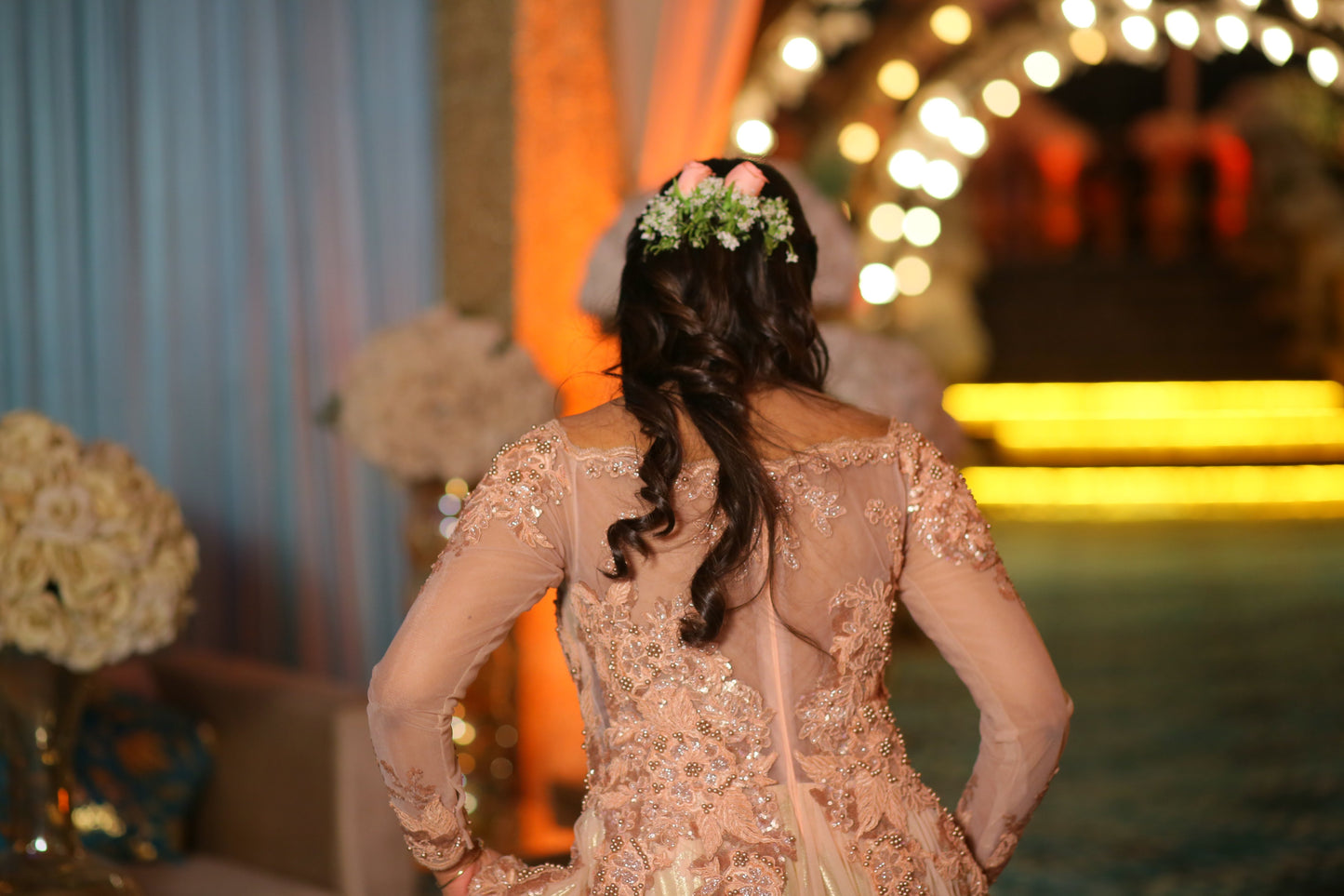 Engagement Gown - off shoulder with jacquard work