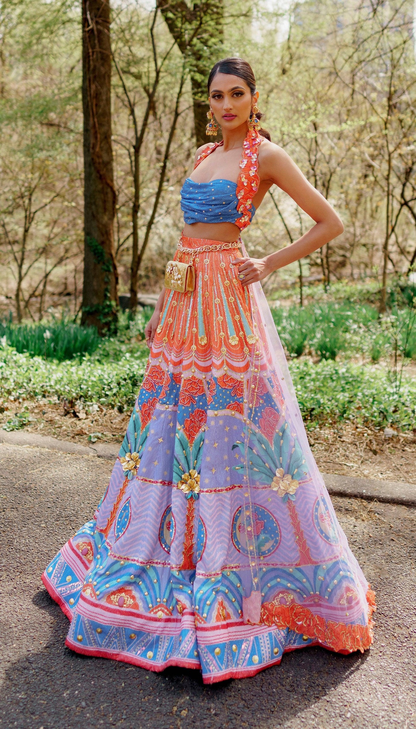 Rent Papa Dont Preach Lehenga - Lilac Printed and embellished full lehenga set - Couture Encore