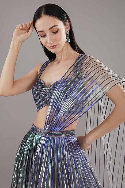 Rent Amit Aggarwal Purple Metallic Lehenga Set - Couture Encore