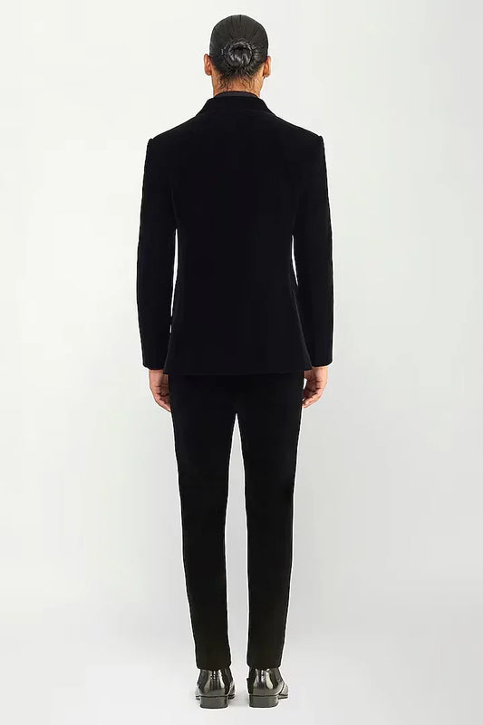 Rent Amit Aggarwal Men Black Velvet Tuxedo Set