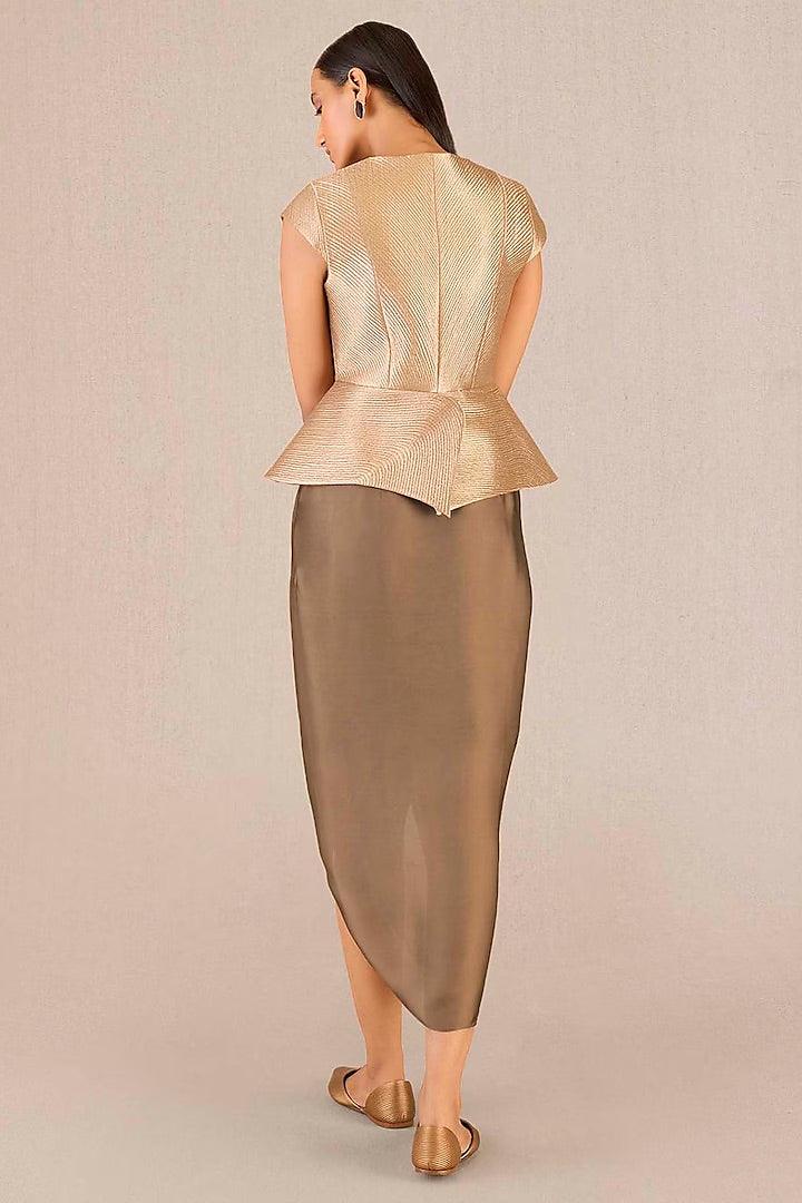 Metallic Gold Brocade Peplum Jacket Set - Rent - Couture Encore