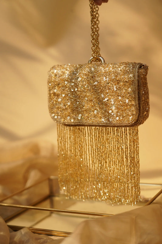 Rent Gold Stonework Wristlet Bag