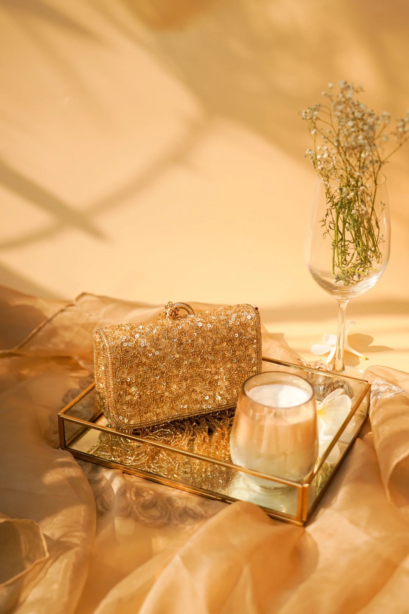 Rent Gold Stonework Wristlet Bag