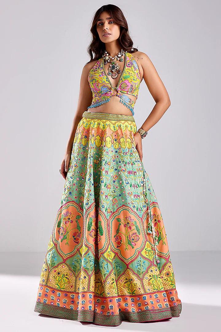Rent Diyarajvvir Sage Green Lehenga Set - Couture Encore