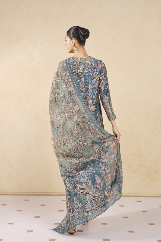 Rent Anita Dongre Turaya Silk Suit Set- Powder Blue