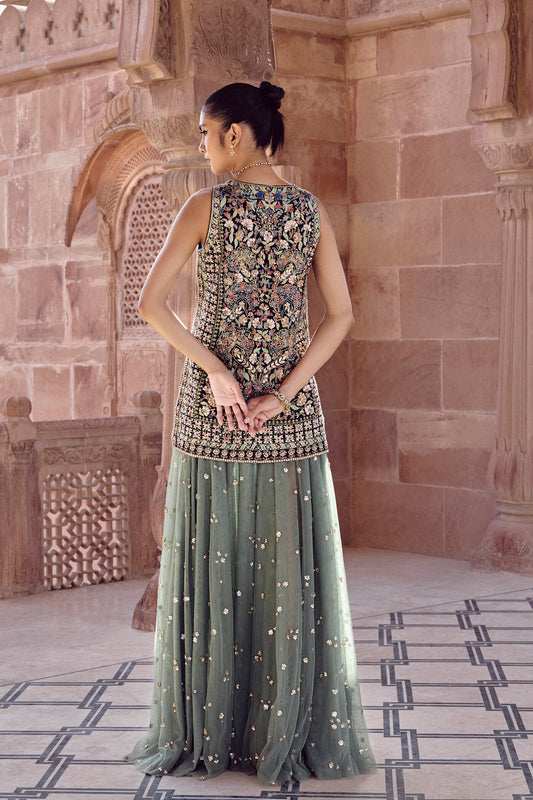 Rent Anita Dongre Embroidered Skirt Set - Sage