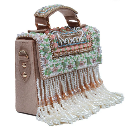 Rent Multicolor Beaded Flap Open Box Bag