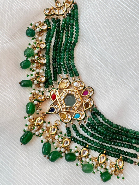 Rent Navrattan Green String Choker Set - Couture Encore