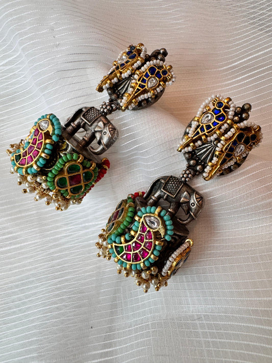 Rent Tanjore Bird Earrings - Couture Encore