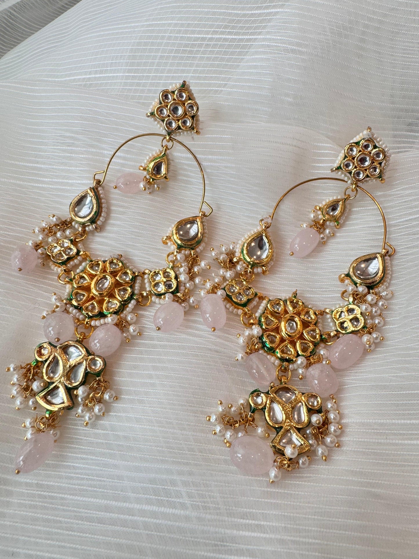 Rent Polki & Pink Beaded Earrings - Couture Encore