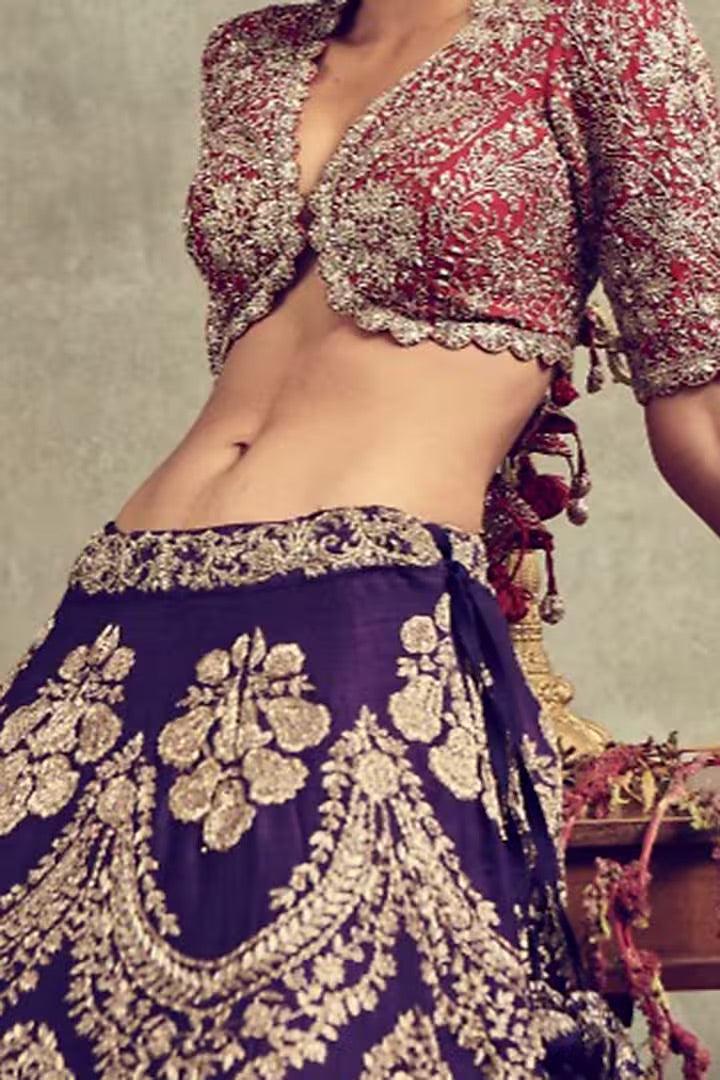 Rent Jayanti Reddy Purple Raw Silk Embroidered Lehenga Set - Couture Encore