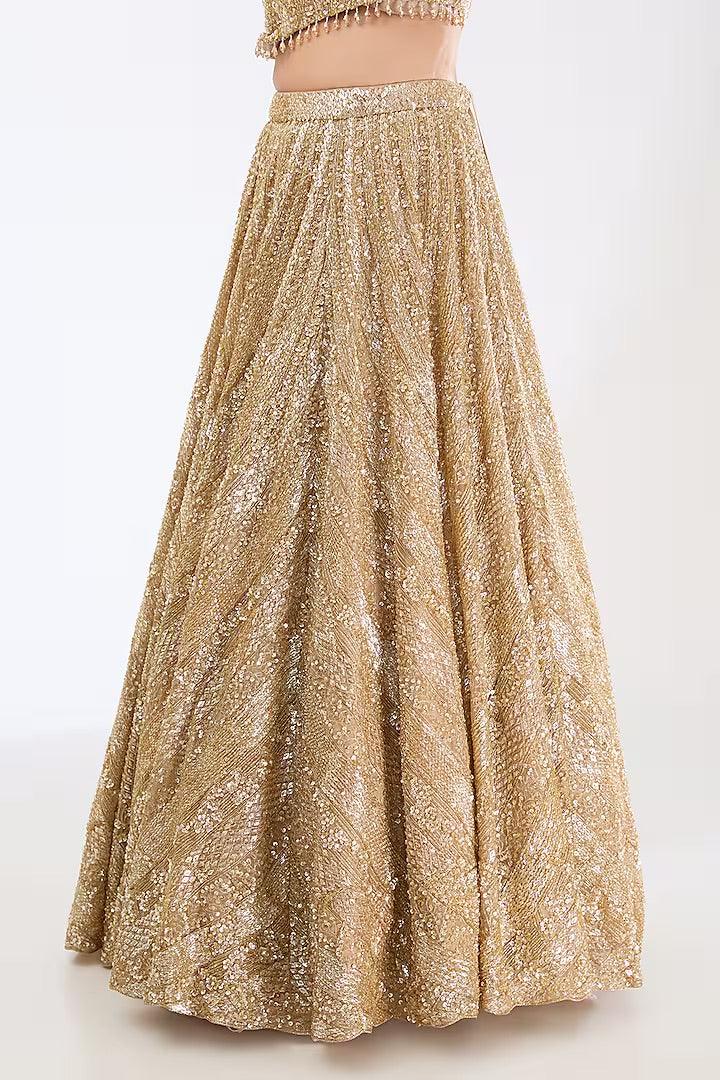 Rent Kalighata Gold Organza Hand Embroidered Lehenga Set - Couture Encore