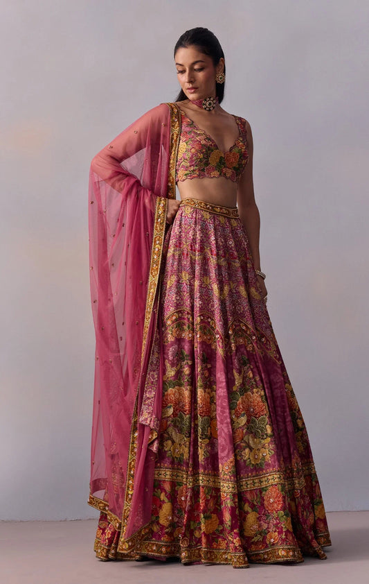Rent Candy Pink Silk Lehenga