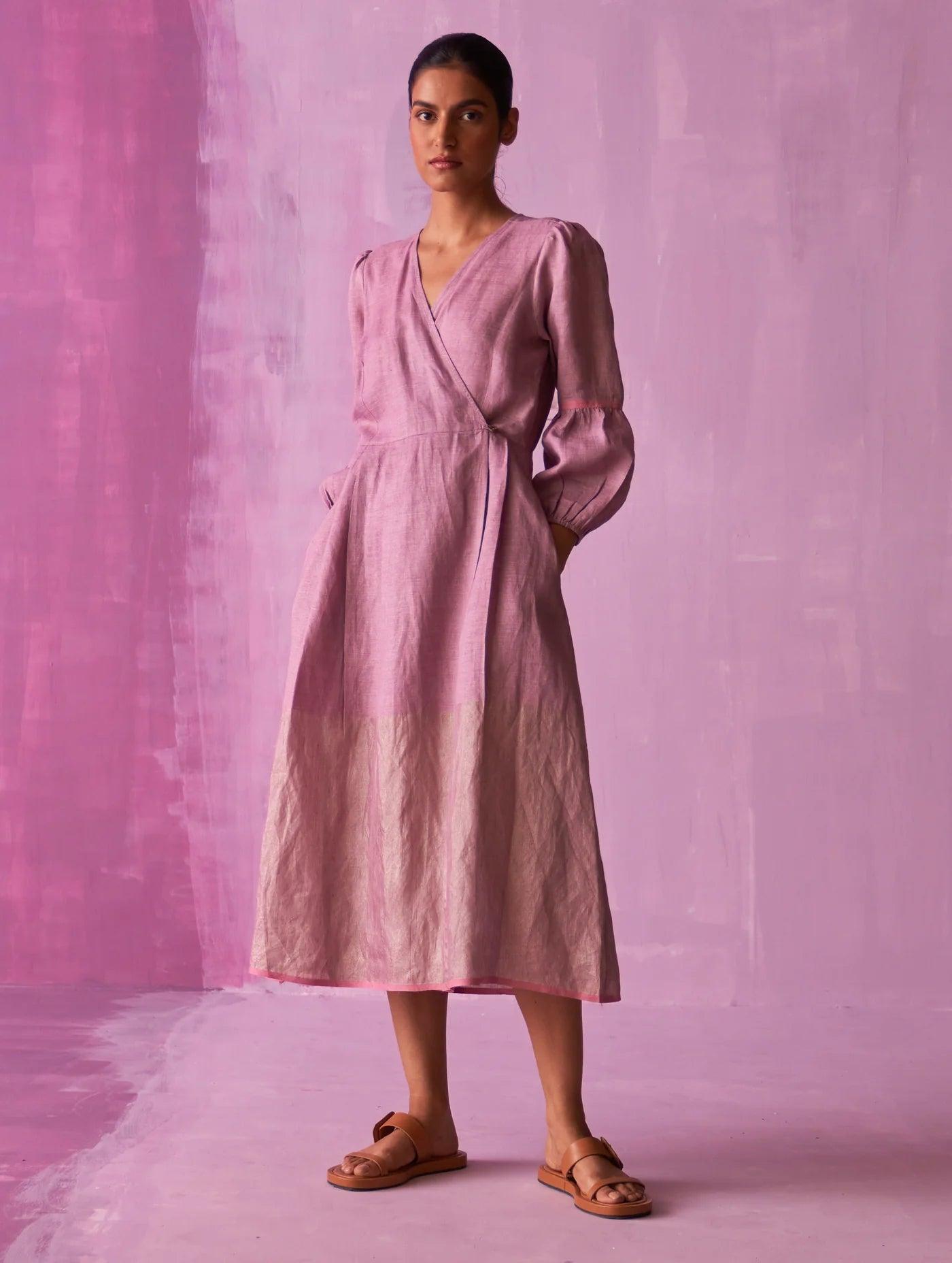 Rent - Zaina Metallic Wrap Dress - Couture Encore