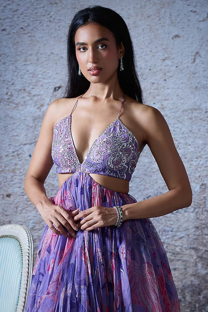 Rent Mahima Mahajan Lilac Organza Embroidered Gown