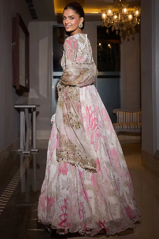 Rent Mahima Mahajan Rose Pink Organza & Georgette Hand Embroidered Anarkali Set