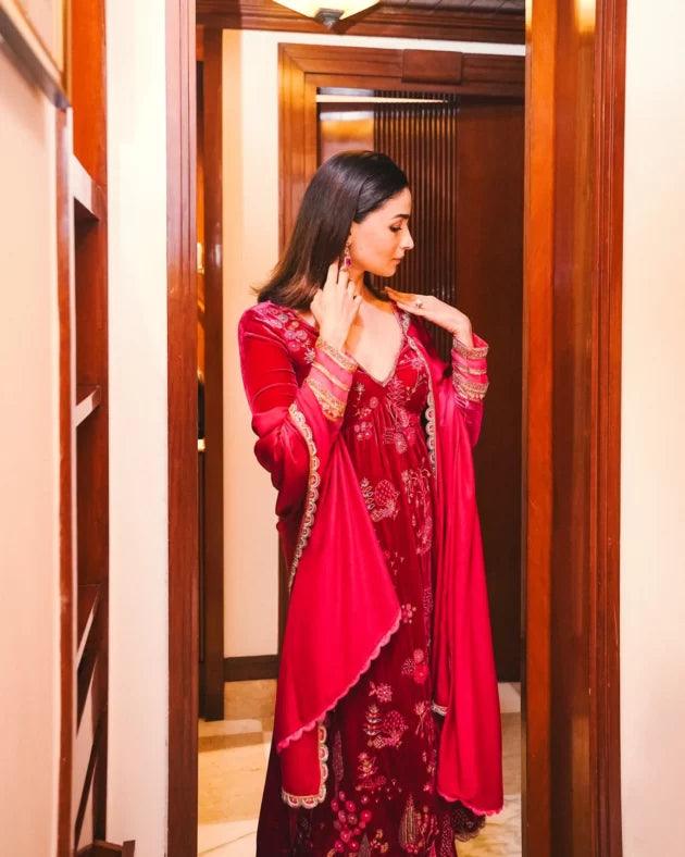 Nadira Jester Red Velvet Set - Rent - Couture Encore