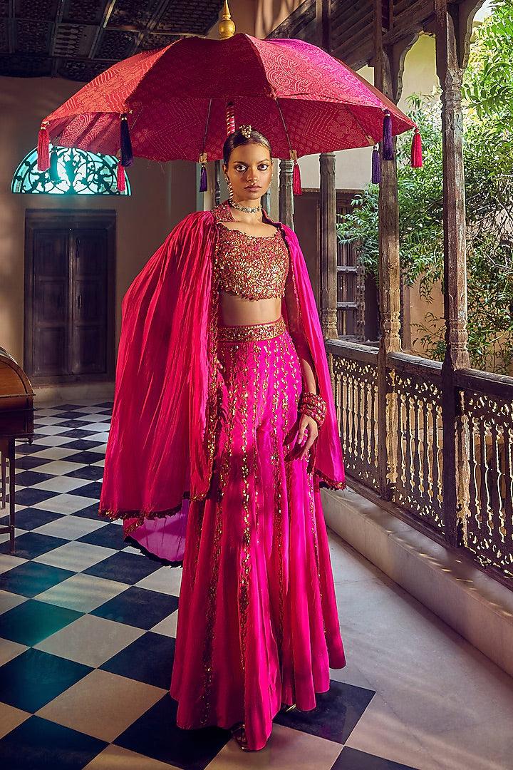 Rent Punit Balana Silk Mirror Embroidered Sharara Set - Couture Encore