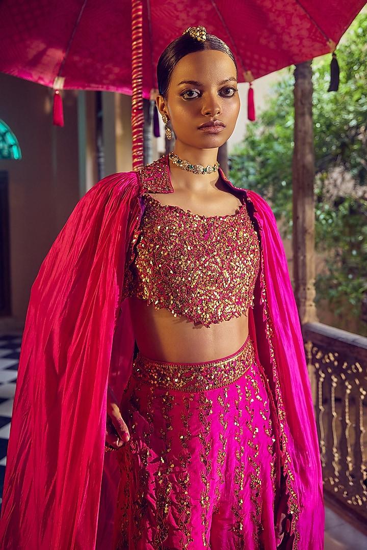 Rent Punit Balana Silk Mirror Embroidered Sharara Set - Couture Encore
