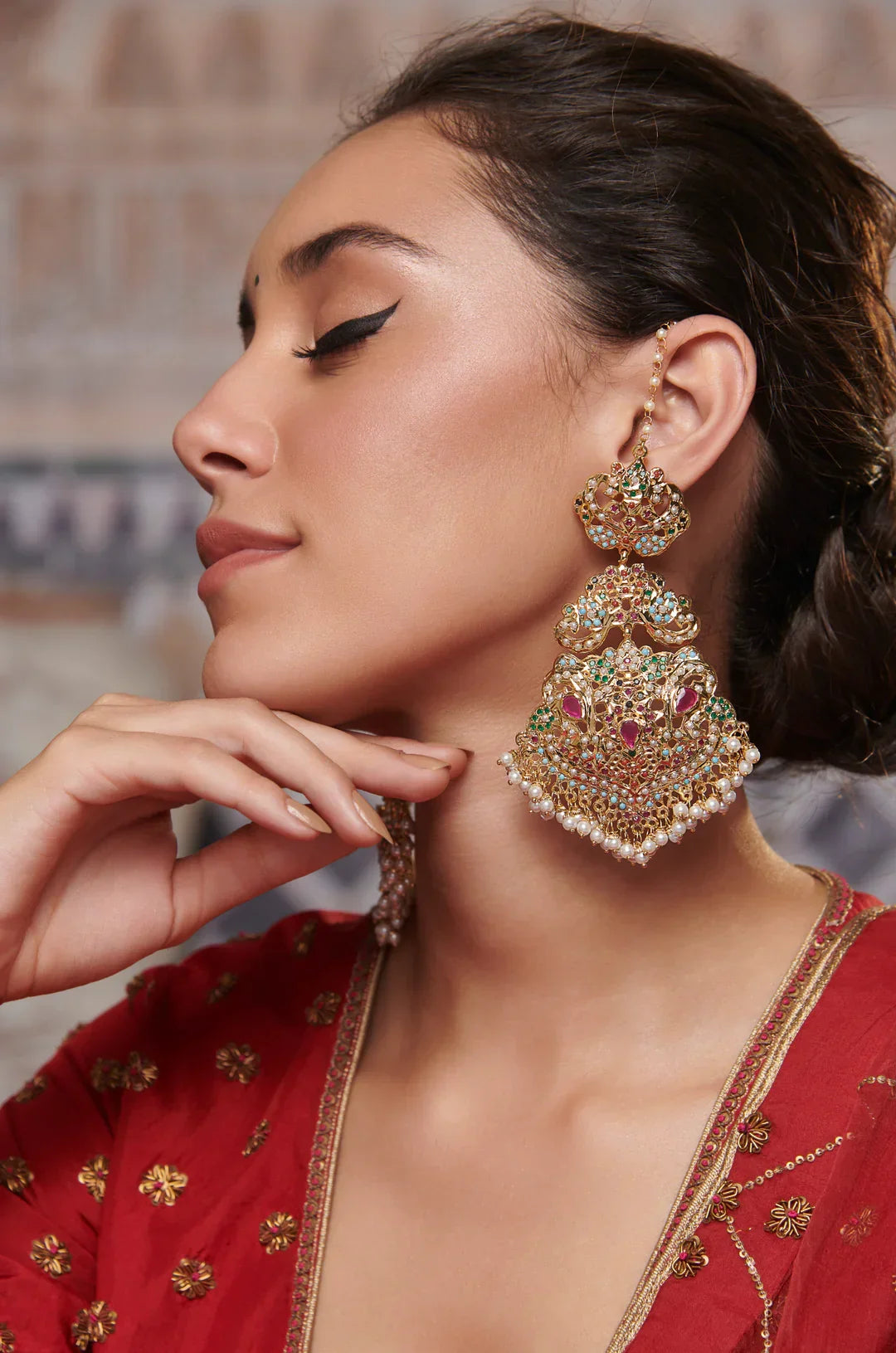 Rent Multicolored Jadau Earrings