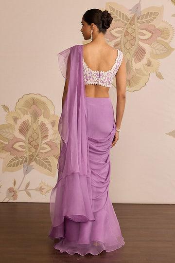 Rent Ridhi Mehra Lilac Pre Draped Saree - Couture Encore