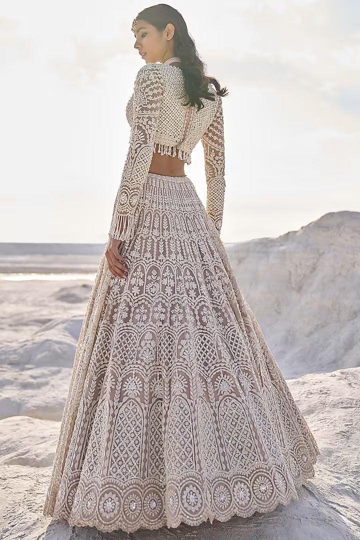 Rent Seema Gujral Nude Net Embroidered Lehenga Set - Couture Encore
