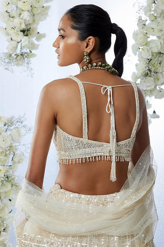 Rent - Ivory Sequins Embroidered Lehenga Set - Couture Encore