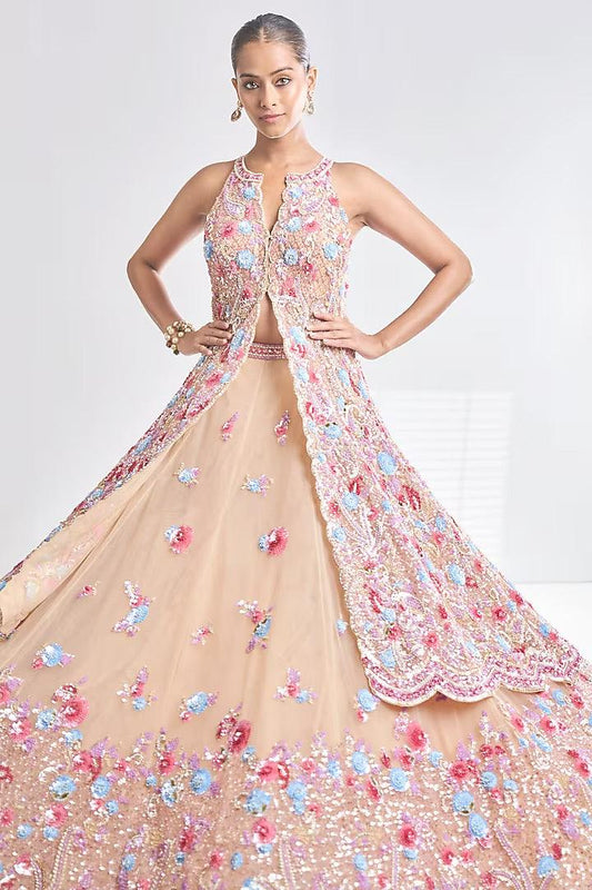 Rent Seema Gujral Net Sequins Embroidered Jacket Lehenga Set - Couture Encore