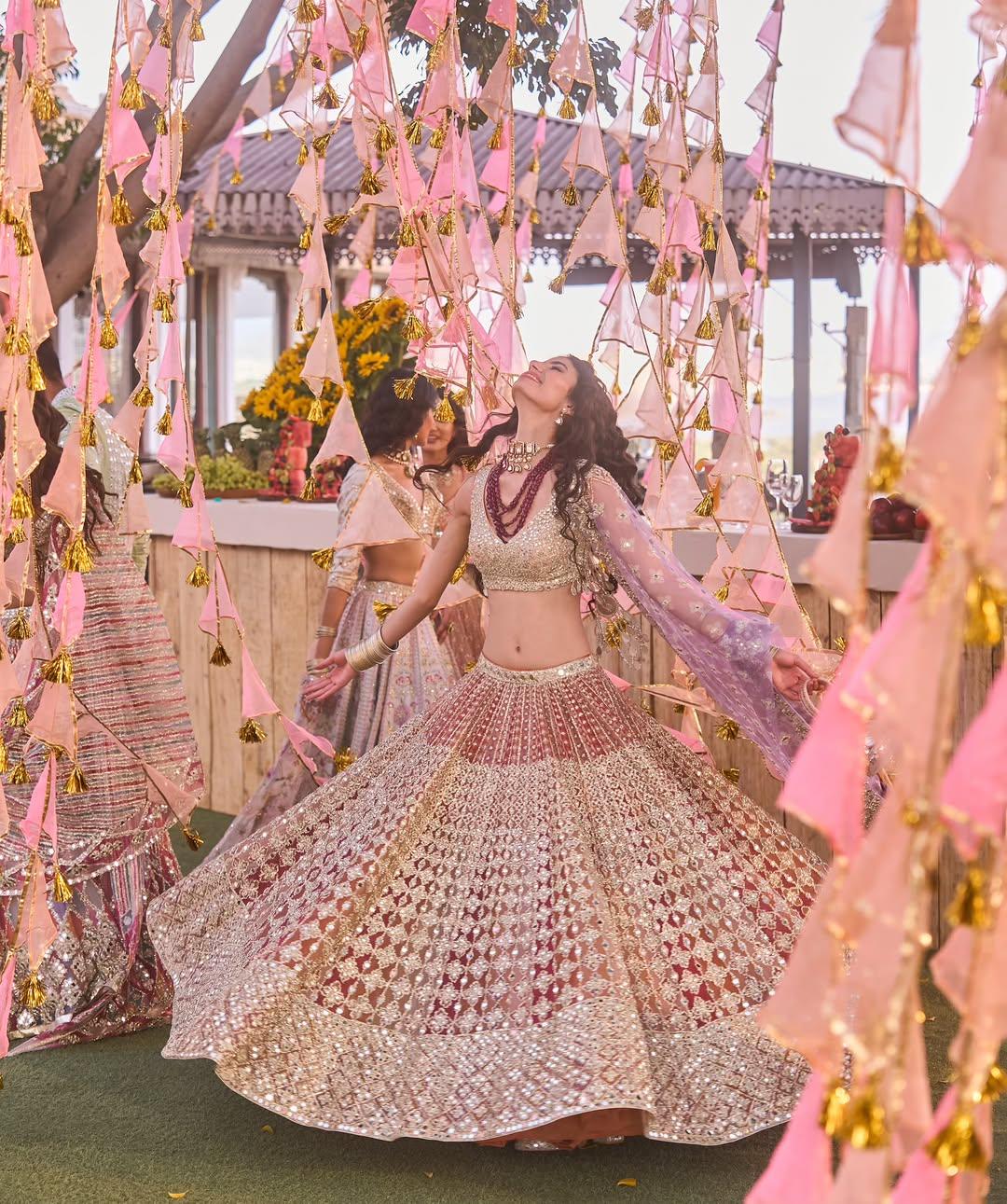 Rent Abhinav Mishra Warm Hues Multicolor Lehenga - Couture Encore