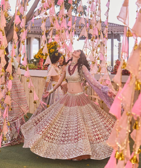 Rent Abhinav Mishra Warm Hues Multicolor Lehenga - Couture Encore