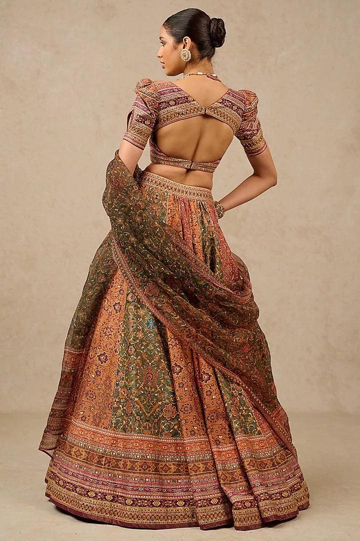 Rent Tarun Tahiliani Multi-Colored Silk Chanderi Printed Lehenga Set - Couture Encore