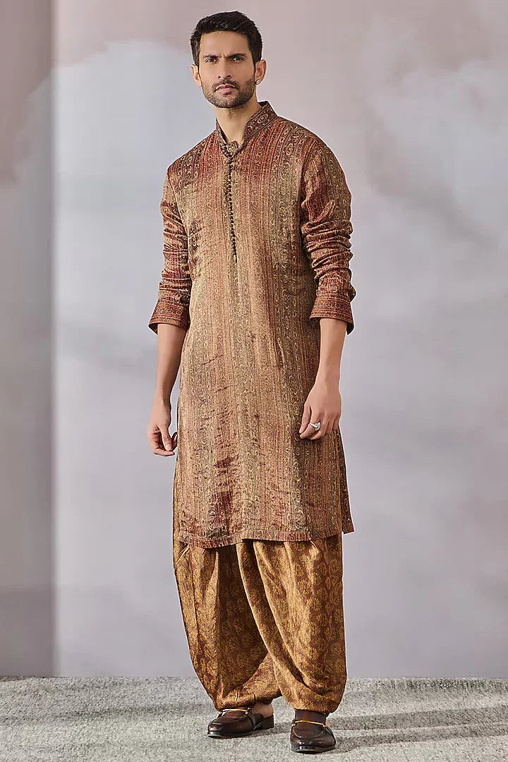 Rent Tarun Tahiliani Multi-Colored Tissue Georgette Printed Kurta Set