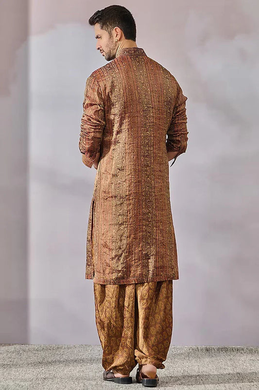 Rent Tarun Tahiliani Multi-Colored Tissue Georgette Printed Kurta Set