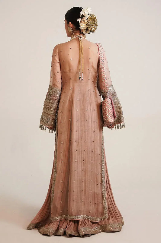 Rent Hussain Rehar Tea pink sequin embroidered sharara set