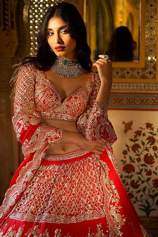 Rent Seema Gujral Georgette Tiered Lehenga