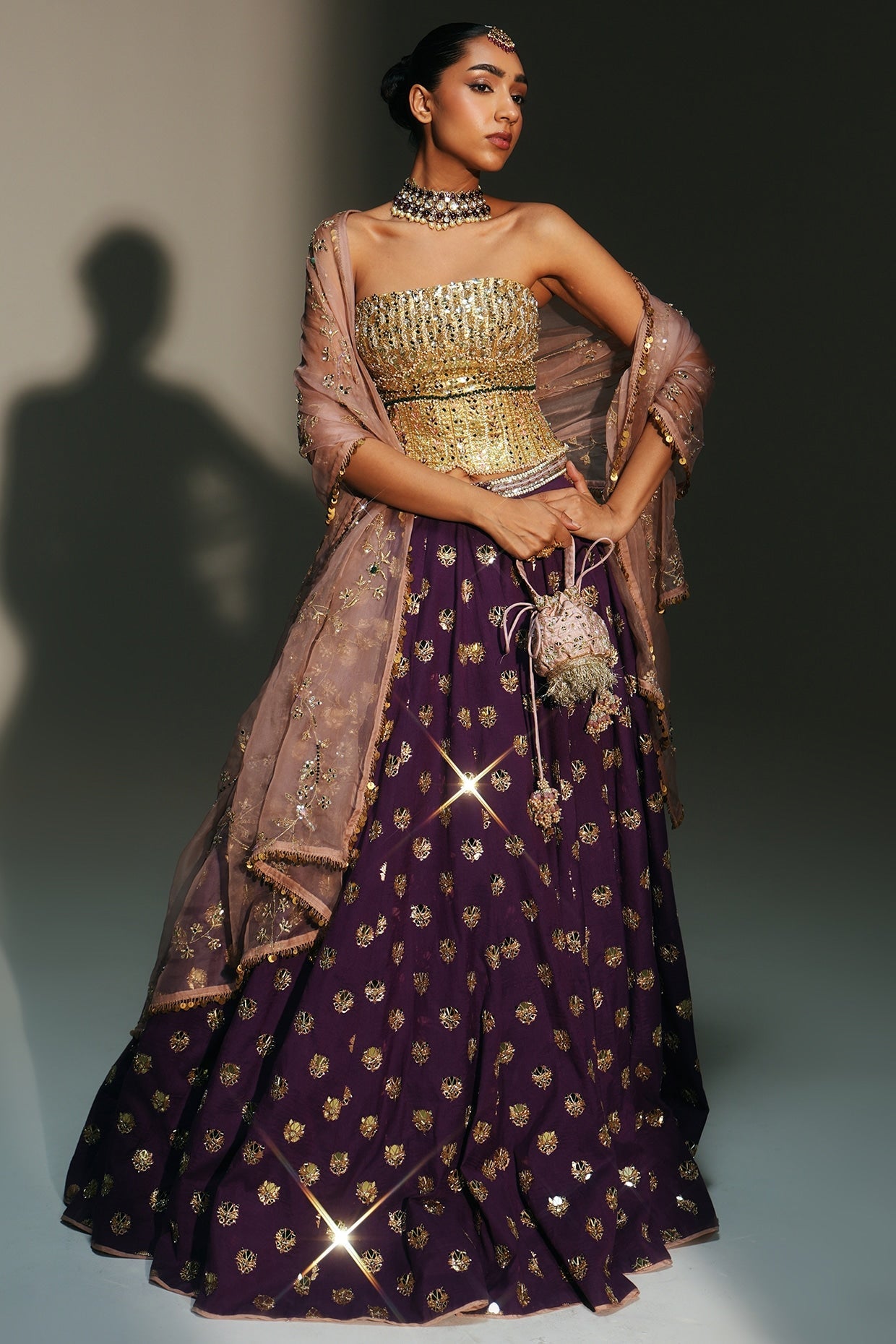 Rent Mahima Mahajan Grapevine Banarasi Silk Chanderi Lehenga Set