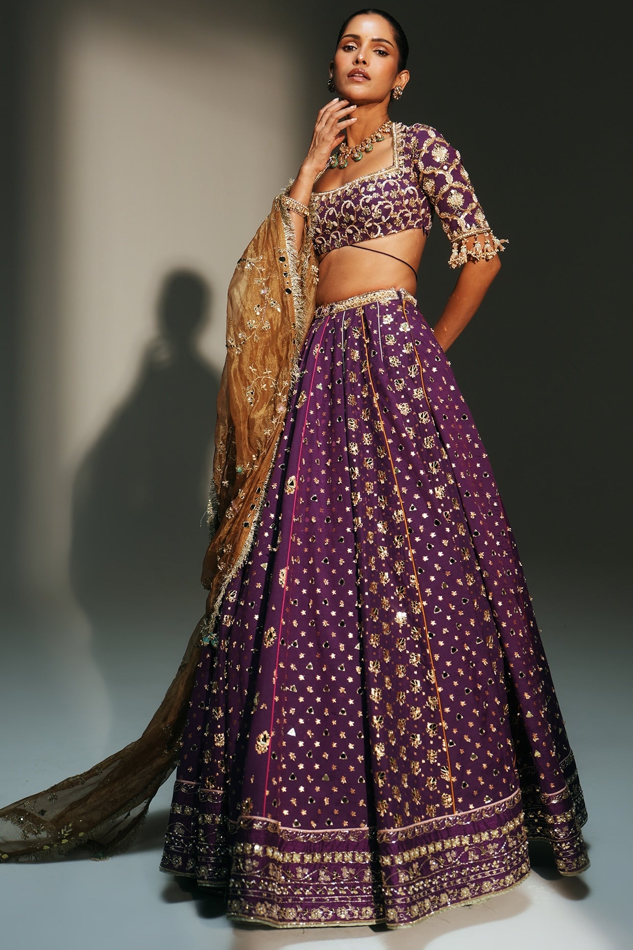 Rent Mahima Mahajan Grapevine Banarasi Silk Chanderi Lehenga Set