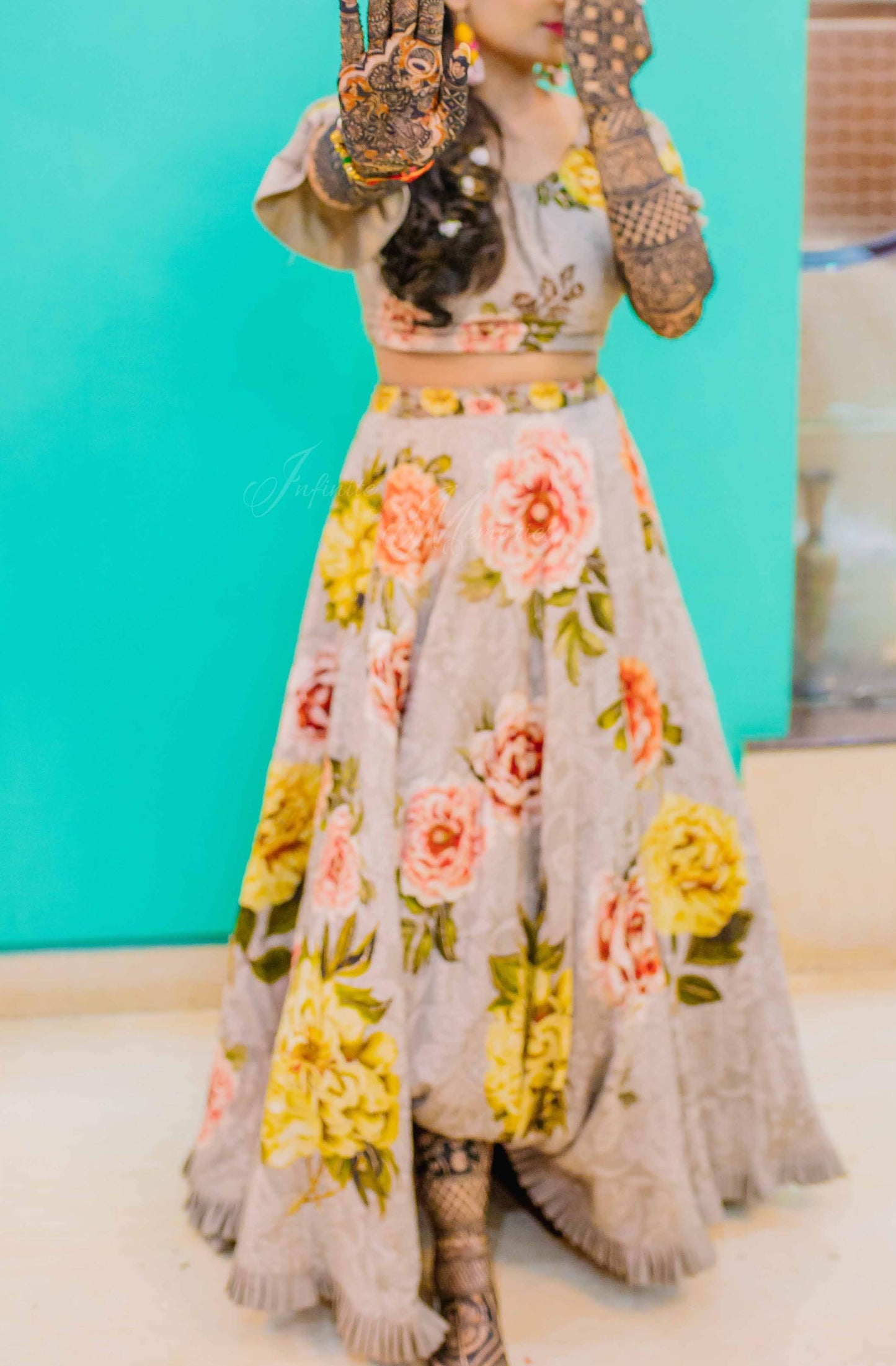 Floral off shoulder skirt set