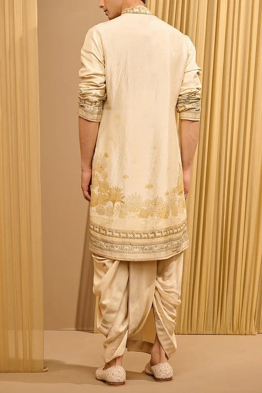 Rent Tarun Tahiliani Beige pichwai printed kurta