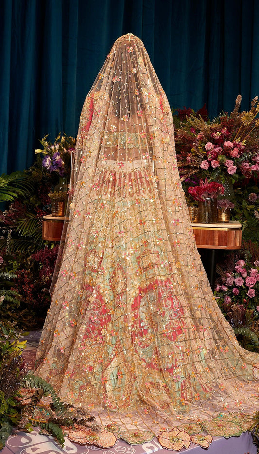 Papa Dont Preach By Shubhika - Ivory And Red Love Story Lehenga Set - Couture Encore