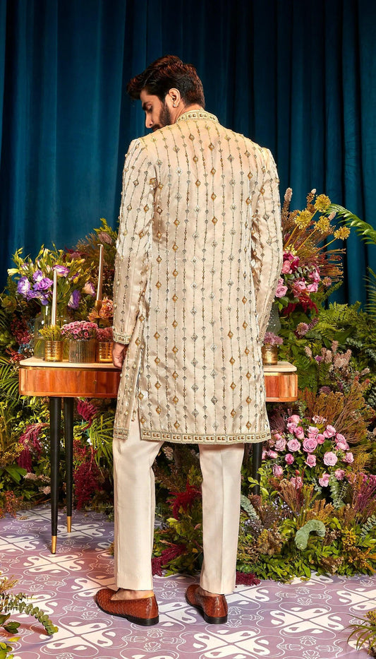 Papa Dont Preach By Shubhika - Gabriel Men's Ivory Sherwani Set - Couture Encore