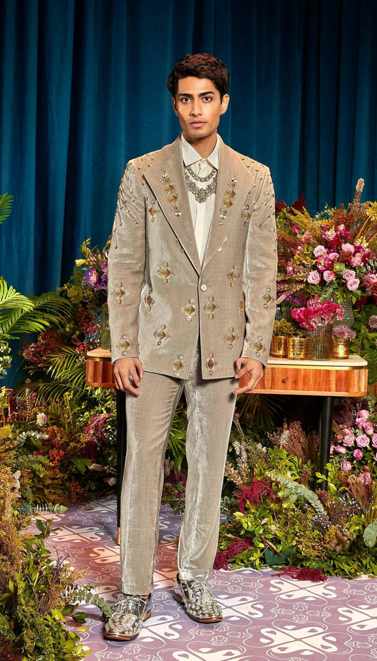 Papa Dont Preach By Shubhika - Leo Men's Grey Blazer Set - Couture Encore