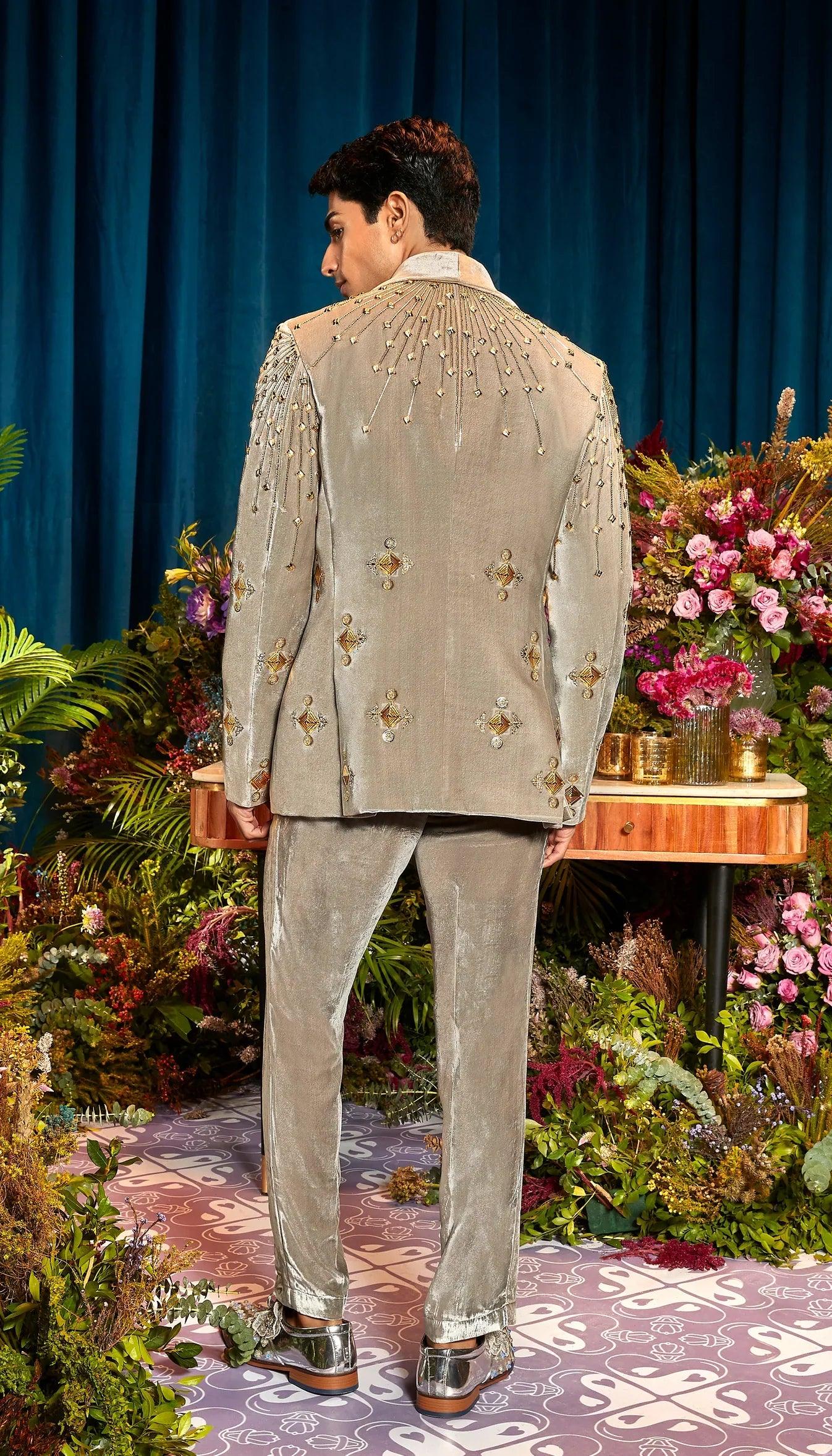 Papa Dont Preach By Shubhika - Leo Men's Grey Blazer Set - Couture Encore