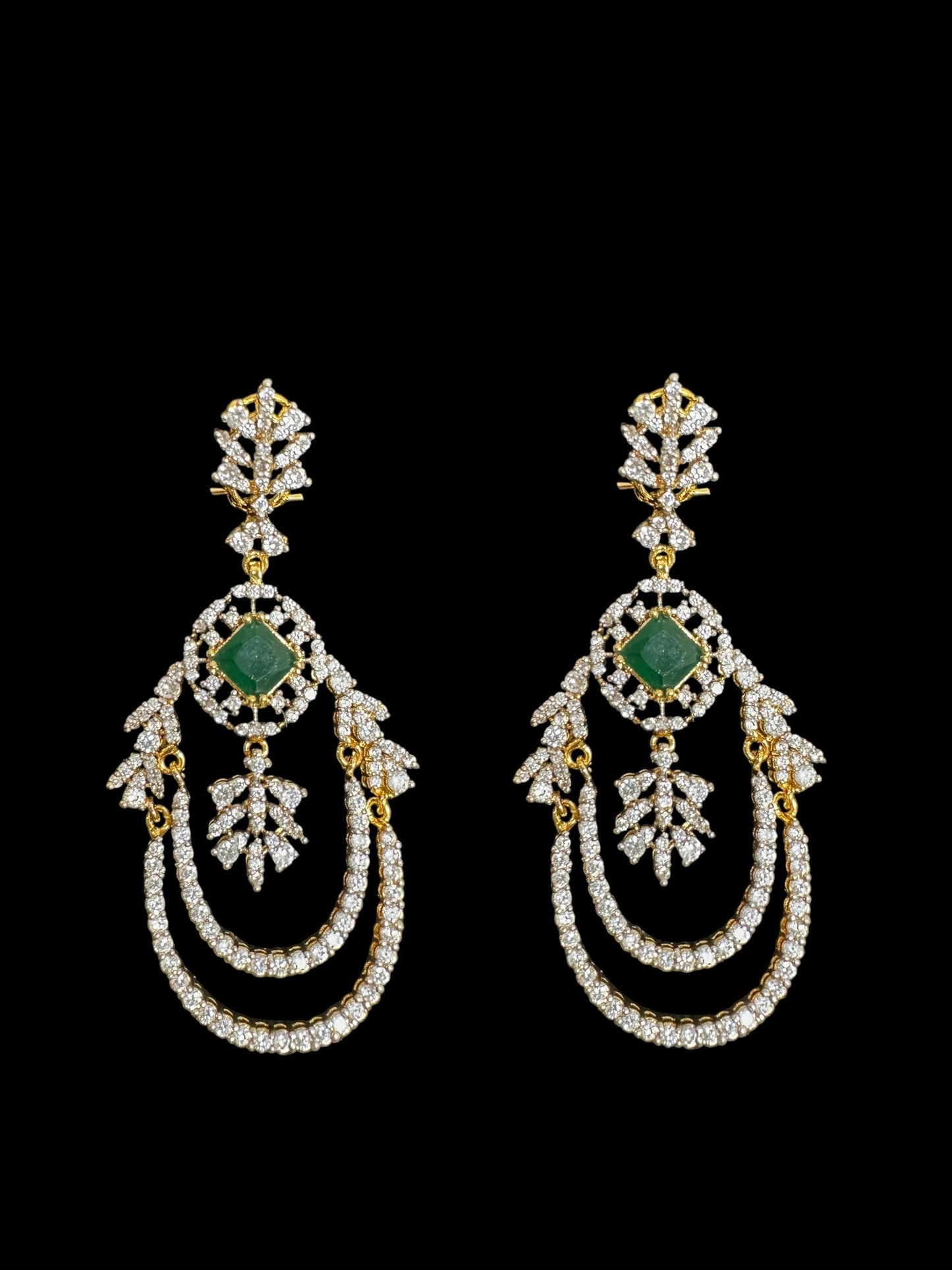 DNS184 high quality necklace set with zircon and emerlad cz stone ( READY TO SHIP )