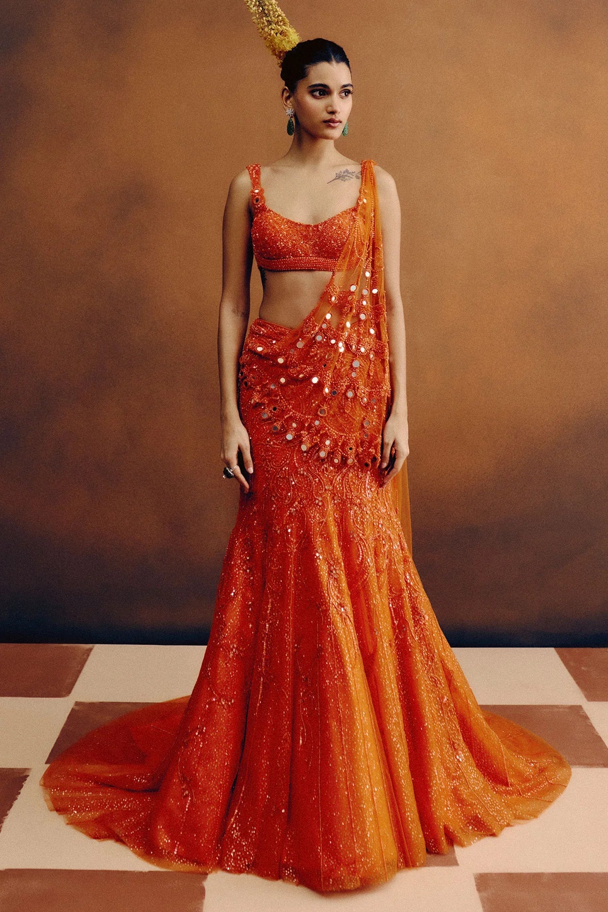 Rent Dolly J Molten Sunset Drape Saree